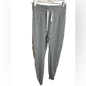 Jane Fonda‎ Gray Rainbow Stripe Jogger Sweatpants